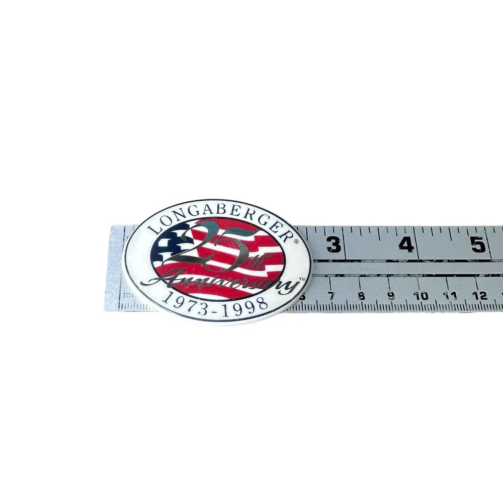 Longaberger 25th Anniversary Ceramic Basket Tie-On‎ 1973-1998 American Flag Oval